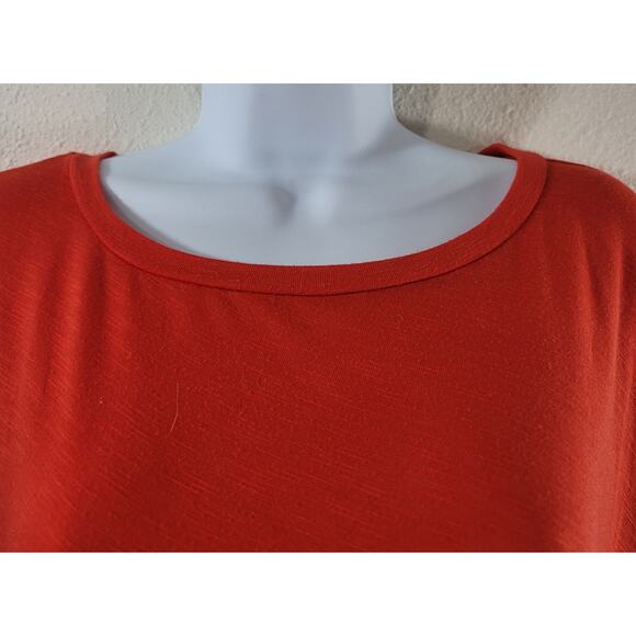 Cato Red Slub Knit Round Neck Short Dolman Sleeve Top Large Lightweight Soft - Picture 6 of 6